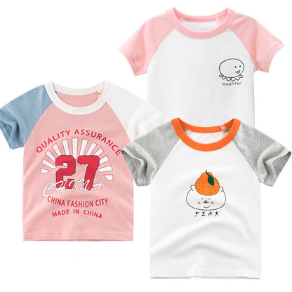 Korean Style Girls T-Shirt - Summer Short Sleeve Children's Clothing
