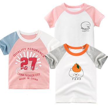 Korean Style Girls T-Shirt - Summer Short Sleeve Children's Clothing