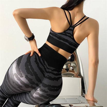 Kvinnor Sport Yoga Set Kvinnor zebra mönster