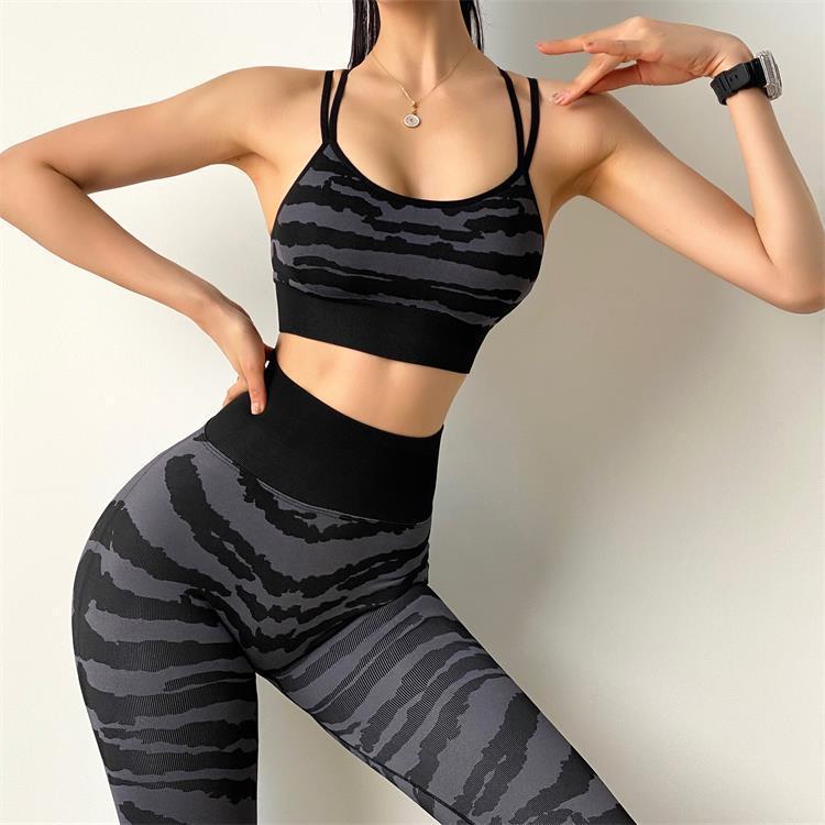 Kvinnor Sport Yoga Set Kvinnor zebra mönster