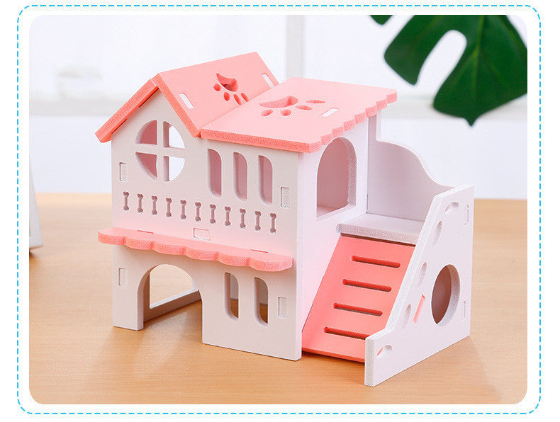 Hamster Toy House - Double-layer Ecological Wood Villa