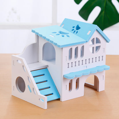 Hamster Toy House - Double-layer Ecological Wood Villa