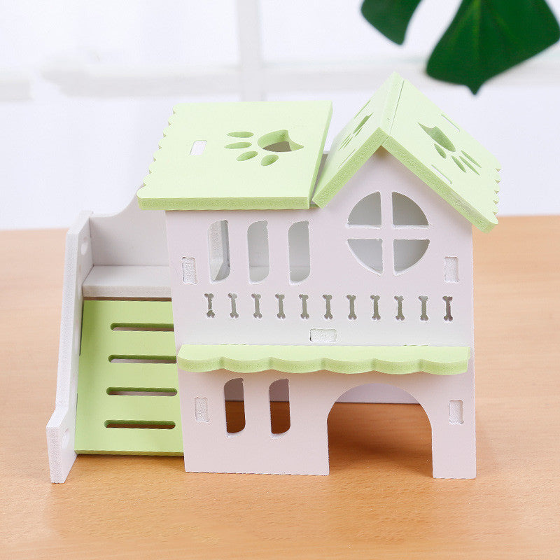 Hamster Toy House - Double-layer Ecological Wood Villa