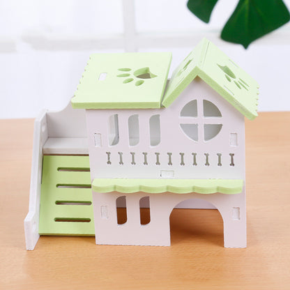 Hamster Toy House - Double-layer Ecological Wood Villa