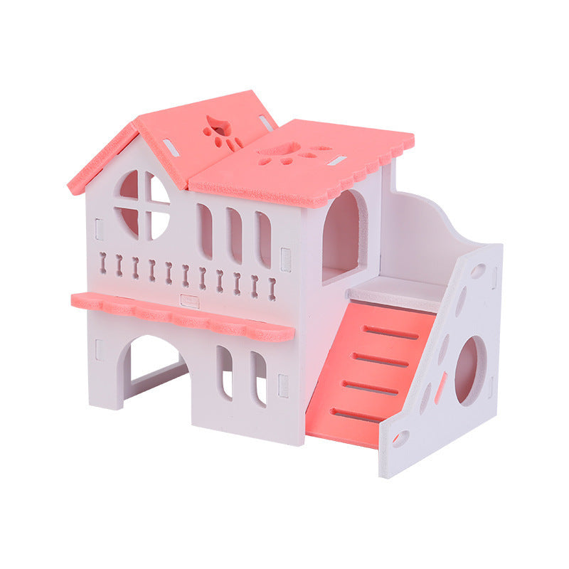 Hamster Toy House - Double-layer Ecological Wood Villa