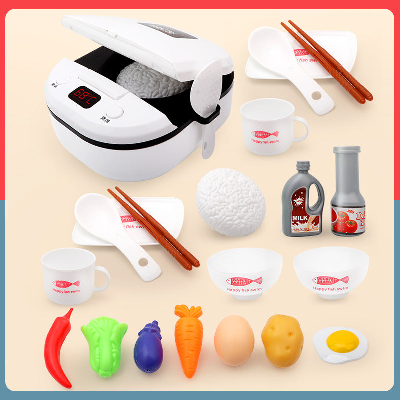 Children Play House Kitchen Toys Simulation Kitchenware Early Education Learning Kit Girl Cooking Rice Cooker Toy Kids Kitchen