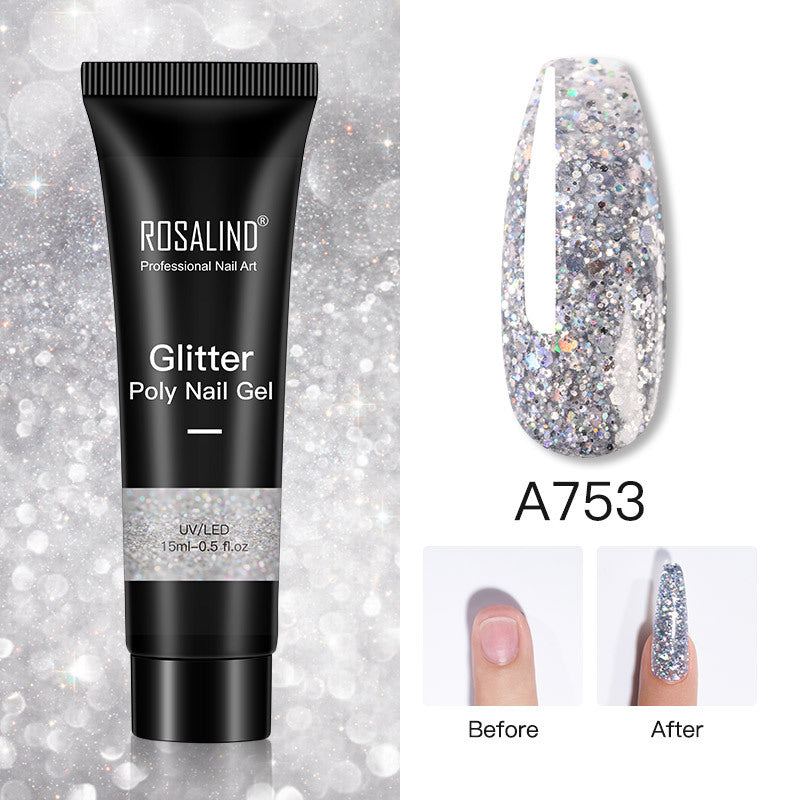 Extension de Gel pour ongles en Poly, 15ml, vernis à paillettes, tout pour manucure, Gel de construction, Semi-Permanent, à tremper, pour Nail Art