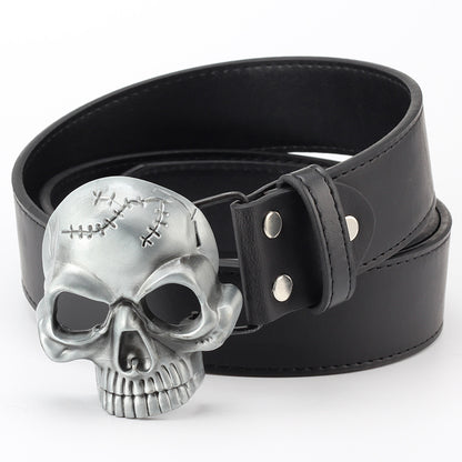 Men's Skull Head Leather Belt - Rebellious Edge