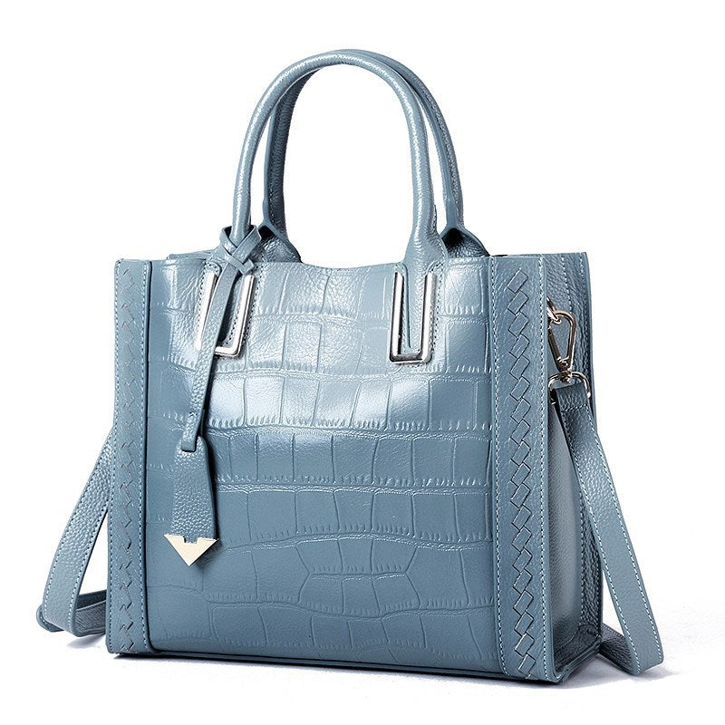 Crocodile Pattern Woven Handbag Women Leather Handbags