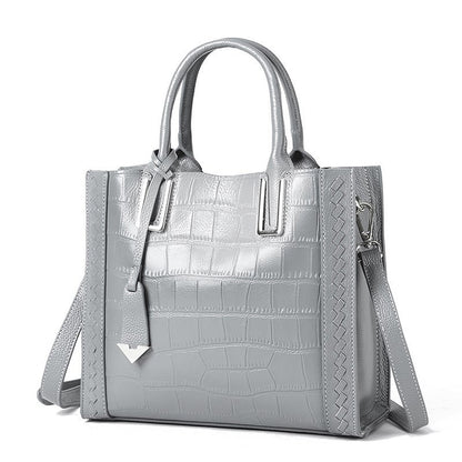 Crocodile Pattern Woven Handbag Women Leather Handbags