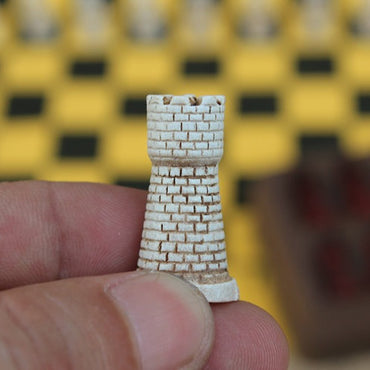 New Antique Chess Small Leather Chess Board Qing Bing Lifelike Chess Pieces Characters Parenting Gifts Entertainment