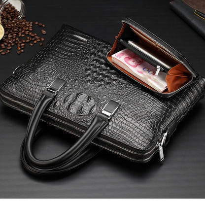 2021 Men Business Handbag Cross Section Pattern Casual Briefcase PU Leather Messenger Bag For Men