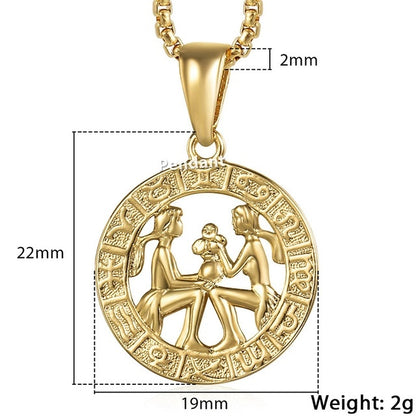 Men Female 12 Zodiac Sign Gold Pendant Necklace Jewelry New