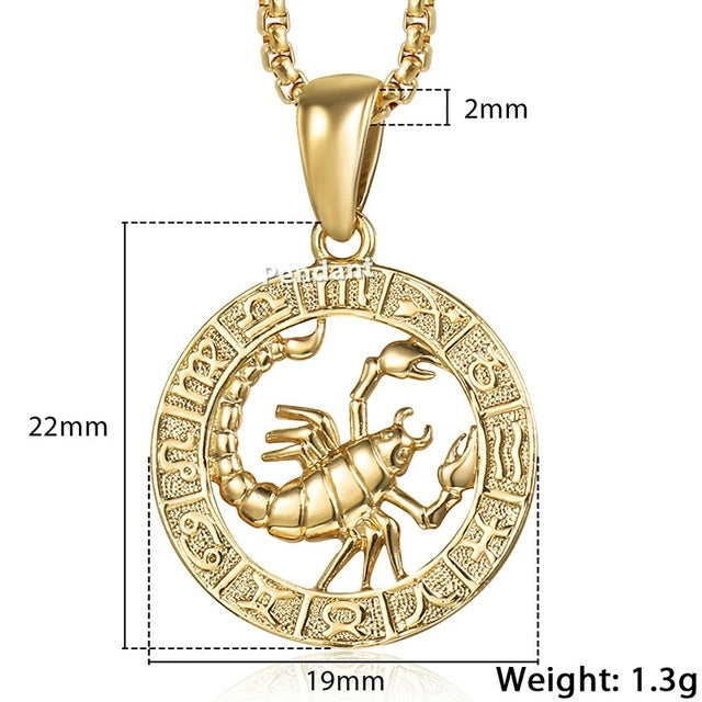 Men Female 12 Zodiac Sign Gold Pendant Necklace Jewelry New