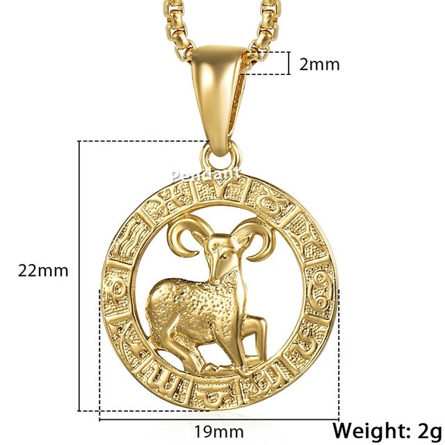 Men Female 12 Zodiac Sign Gold Pendant Necklace Jewelry New