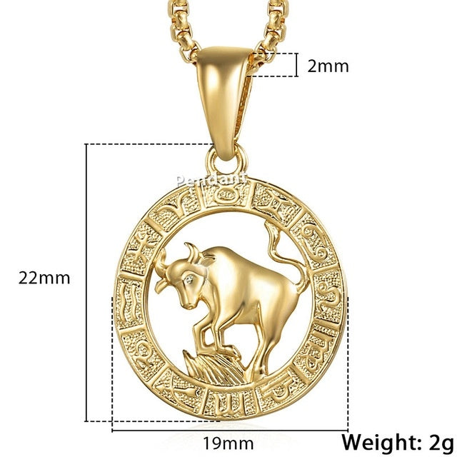 Men Female 12 Zodiac Sign Gold Pendant Necklace Jewelry New