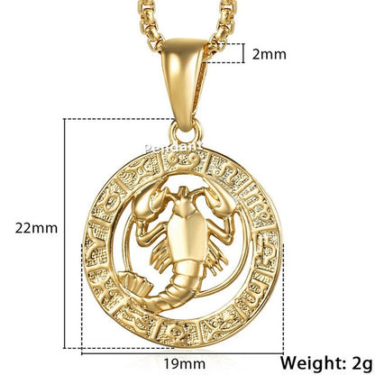 Men Female 12 Zodiac Sign Gold Pendant Necklace Jewelry New