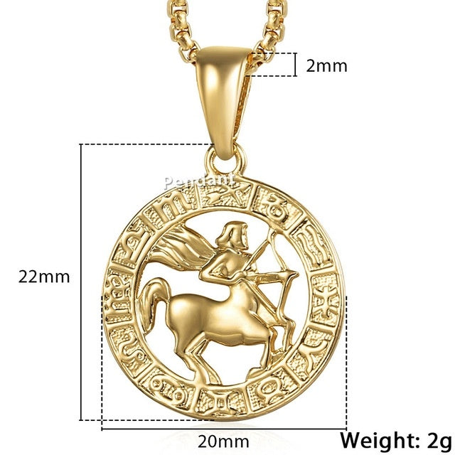 Men Female 12 Zodiac Sign Gold Pendant Necklace Jewelry New