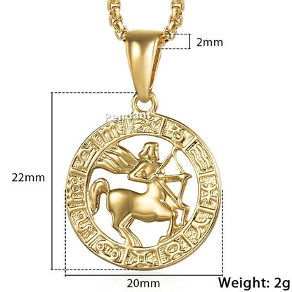 Men Female 12 Zodiac Sign Gold Pendant Necklace Jewelry New