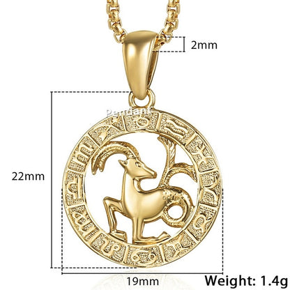 Men Female 12 Zodiac Sign Gold Pendant Necklace Jewelry New