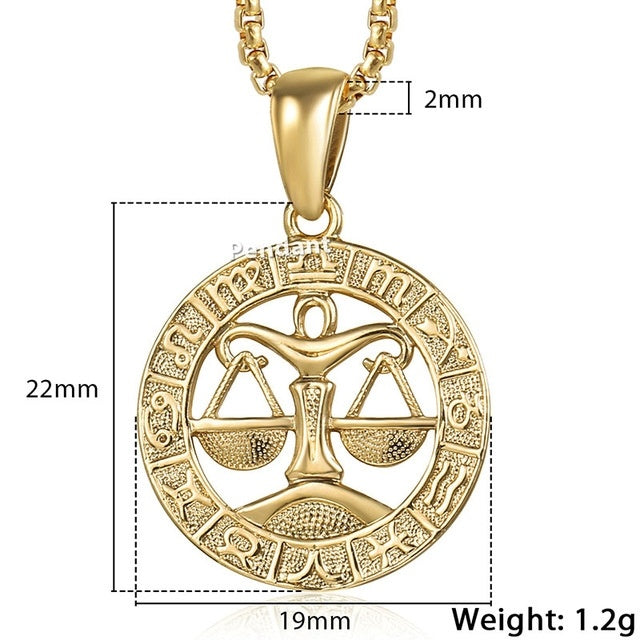 Men Female 12 Zodiac Sign Gold Pendant Necklace Jewelry New