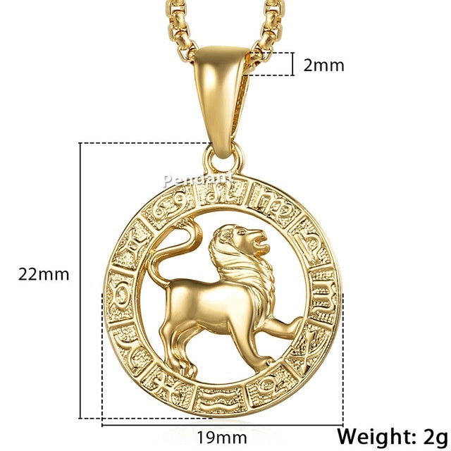 Men Female 12 Zodiac Sign Gold Pendant Necklace Jewelry New