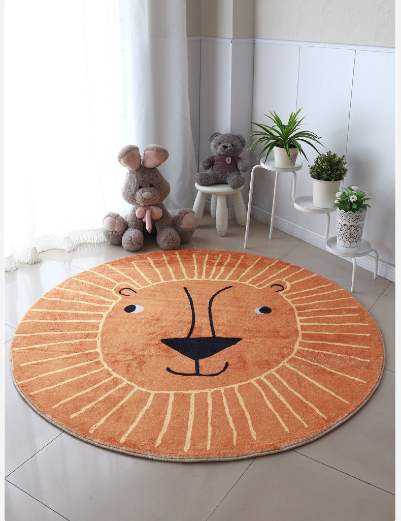 Grand Lion rond pour enfants, tapis de sol rampant pour chambre d'enfant, décoration de chambre d'enfant