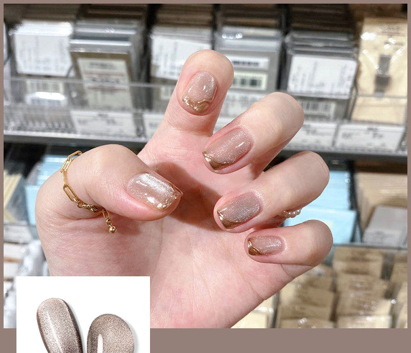 Vernis à ongles œil de chat en pierre de cristal de thé au lait