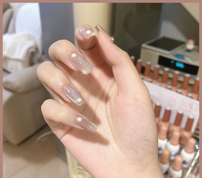 Milk Tea Crystal Stone Cat Eye Nail Polish