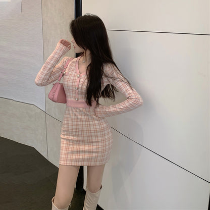 Pink Small Fragrant Wind Bottom Dress Female