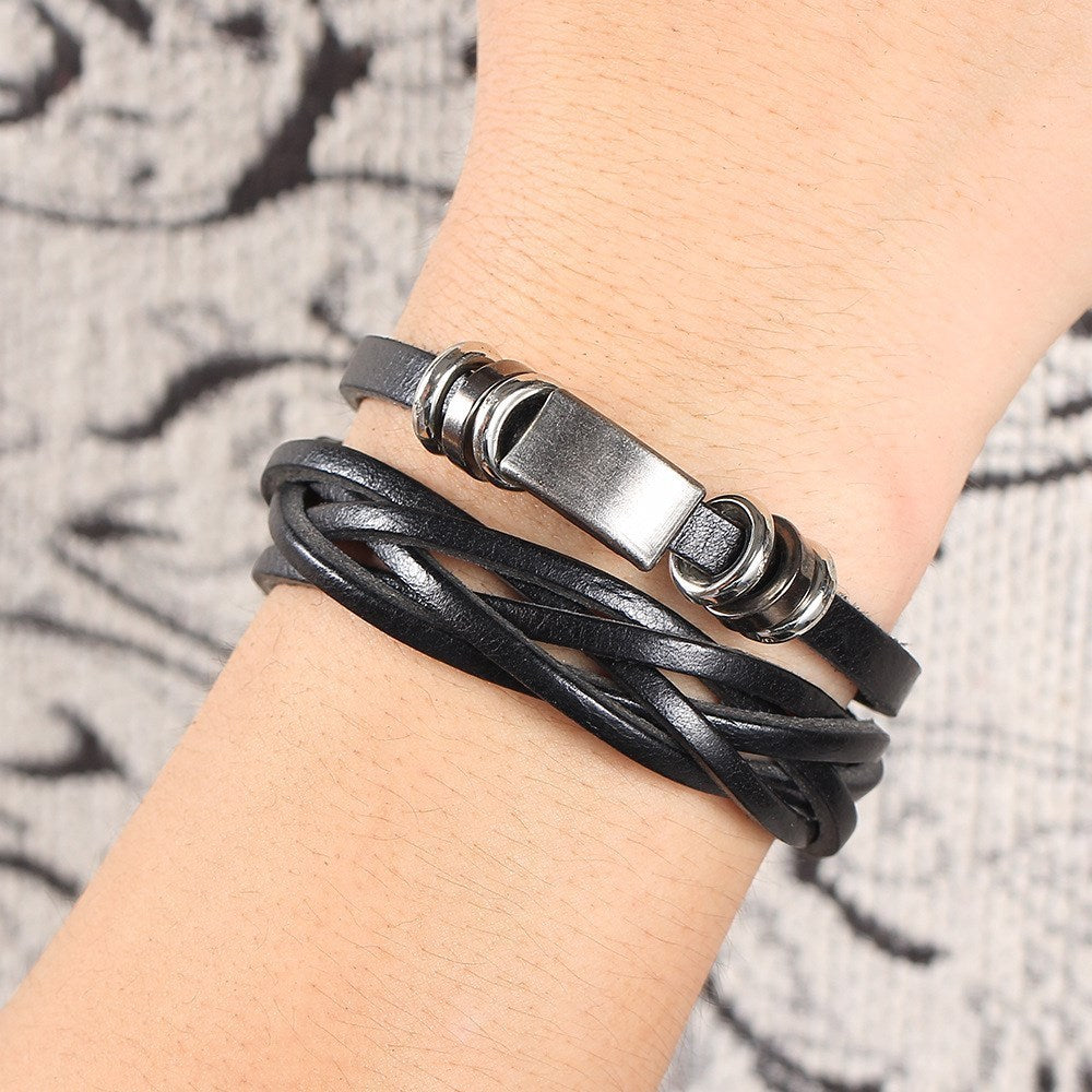 Herrarmband armband flerskiktade flätade armband herr