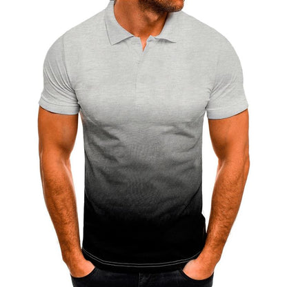 Slim-fit Gradient Print Short-sleeved Lapel Shirt Men's POLO Shirt