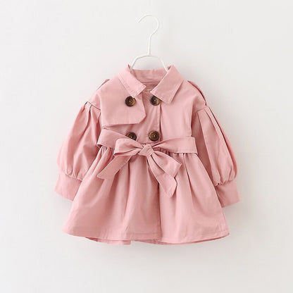 Nouveau Veste enfant fille couleur unie coupe-vent mi-longue veste