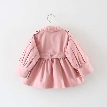 Nouveau Veste enfant fille couleur unie coupe-vent mi-longue veste