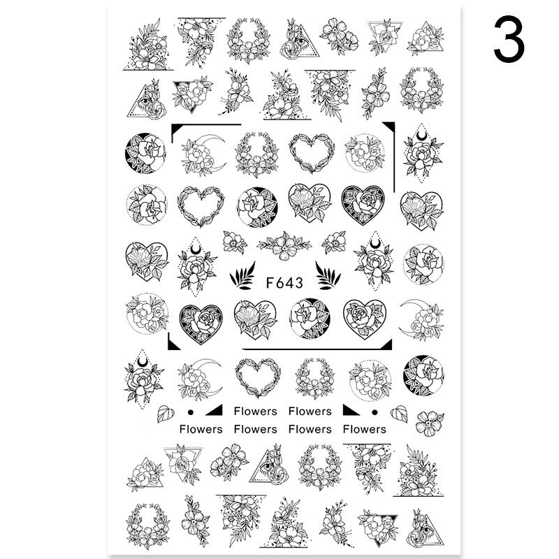 Summer Flowers and Love Adhesive Stickers Nail Art Stickers Foreign Trade Nail Stickers Nail Art Decals