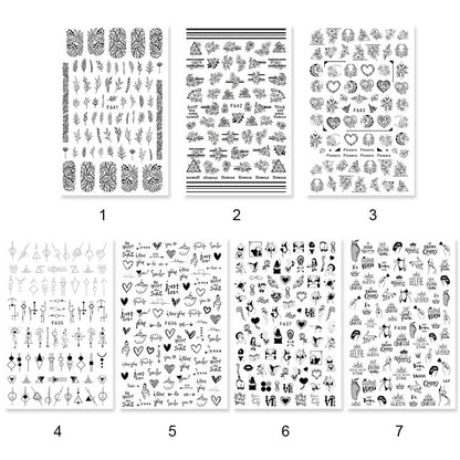 Summer Flowers and Love Adhesive Stickers Nail Art Stickers Foreign Trade Nail Stickers Nail Art Decals