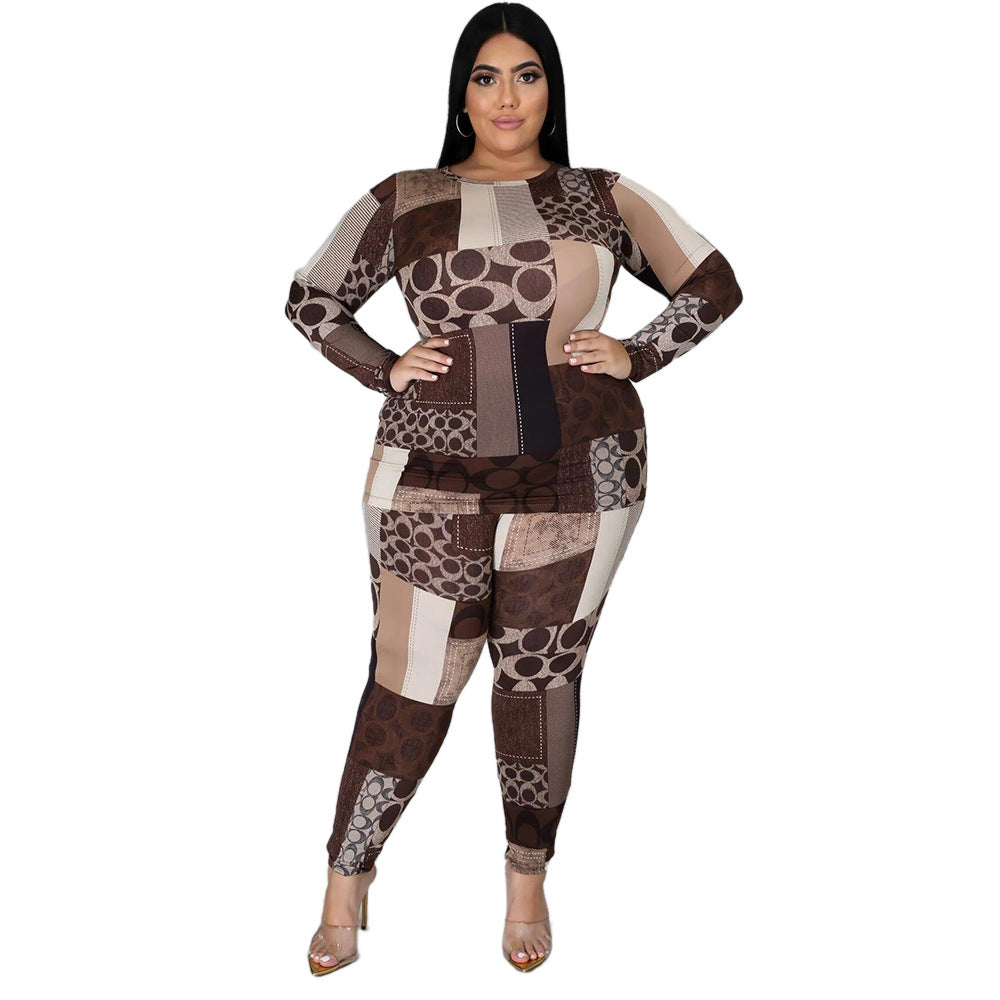 Fall Plus Size Clothing 2 Piece Set Tracksuit Stretch Top