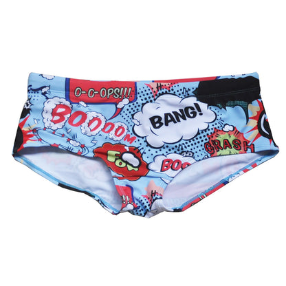 Men's Explosive Print Fashion Boxer Swim Shorts Explosive Version Of Sexy Small Boxer Beach Swim Shorts