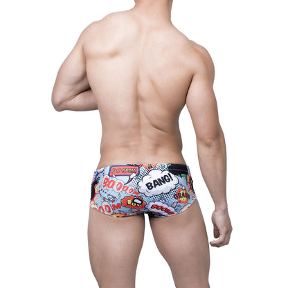 Men's Explosive Print Fashion Boxer Swim Shorts Explosive Version Of Sexy Small Boxer Beach Swim Shorts