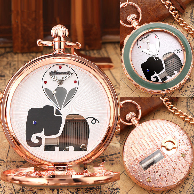 Eight Music Box Hollow Necklace Watch Waterproof