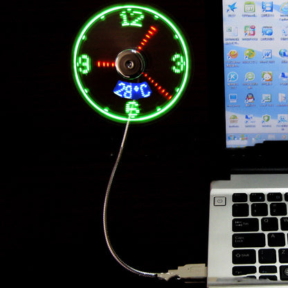 USB Clock Temperature  Word Fan Led Light Fan Mini Fan USB Clock Temperature Fan