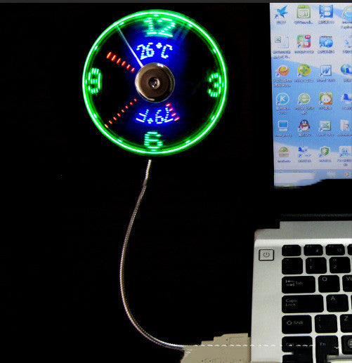 USB Clock Temperature  Word Fan Led Light Fan Mini Fan USB Clock Temperature Fan