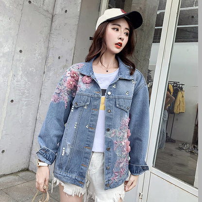 Ripped Denim Short Jacket Kvinnor Loose Jacka