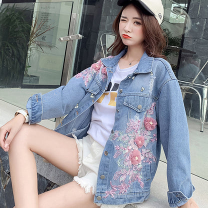 Ripped Denim Short Jacket Kvinnor Loose Jacka