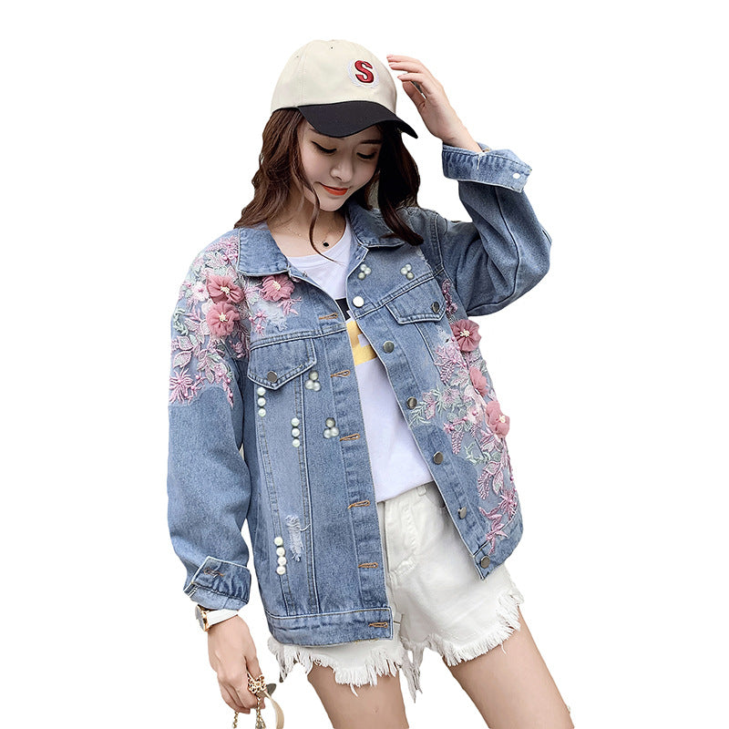 Ripped Denim Short Jacket Kvinnor Loose Jacka