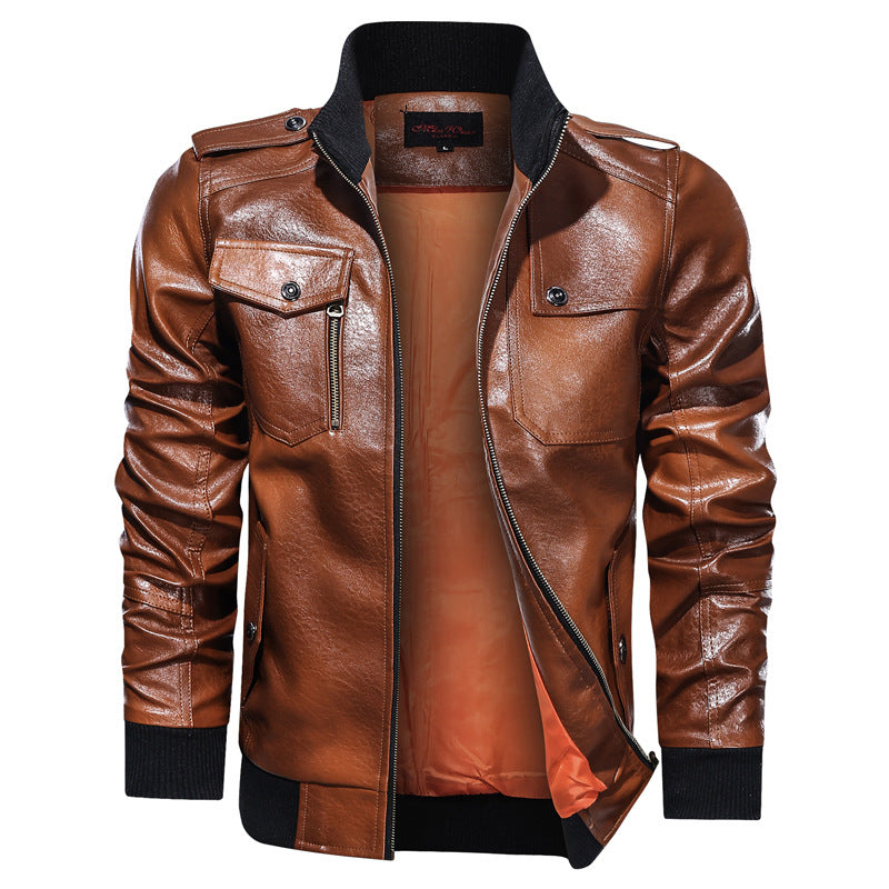 Veste de moto en cuir d'automne et d'hiver pour hommes