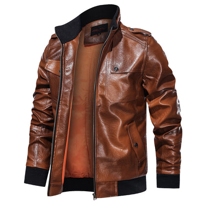 Veste de moto en cuir d'automne et d'hiver pour hommes