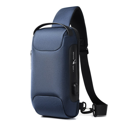 Vattentät USB Stöldväska Herr Oxford Crossbody Axelväska Sling Multifunktion Kort Travel Messenger Chest Pack