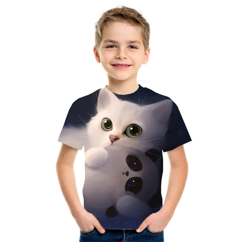 3D Digital Printing Short Sleeve Fashion Kids T-shirt Top