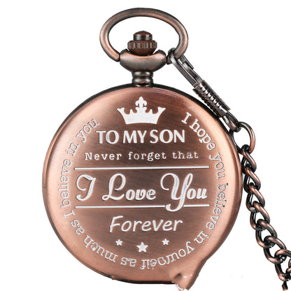 Engraved Vintage Commemorative Quartz Gift Pocket Watch